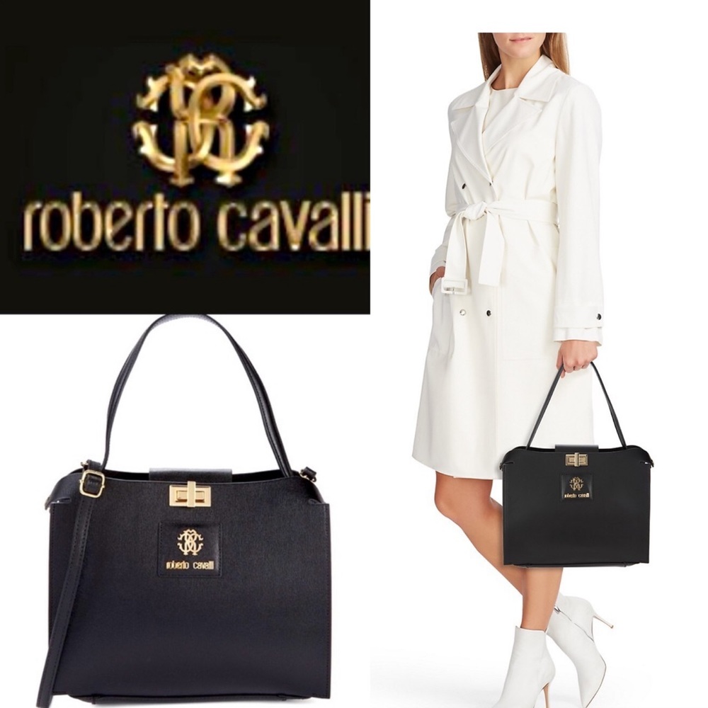 New!! Roberto Cavalli cross body bag with leopard pouch💕